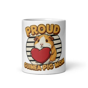 Witte glanzende mok Proud Guinea Pig Mom (Orange & White)