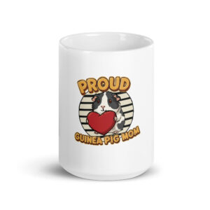 Witte glanzende mok Proud Guinea Pig Mom (Black & White)