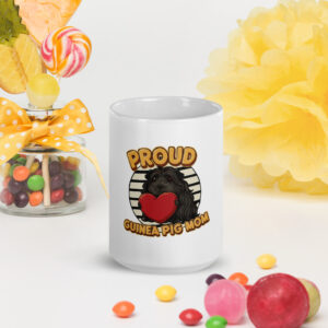 Witte glanzende mok Proud Guinea Pig Mom (Longhair)